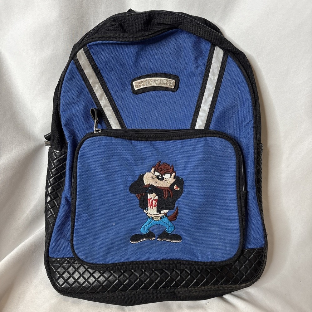 Vintage Taz Tasmanian Devil School Backpack‎ Blue Black Looney Tunes